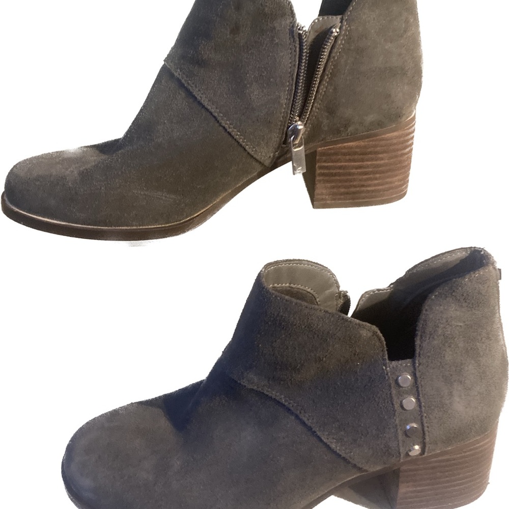 Suede Ankle Boots in Dark Gray